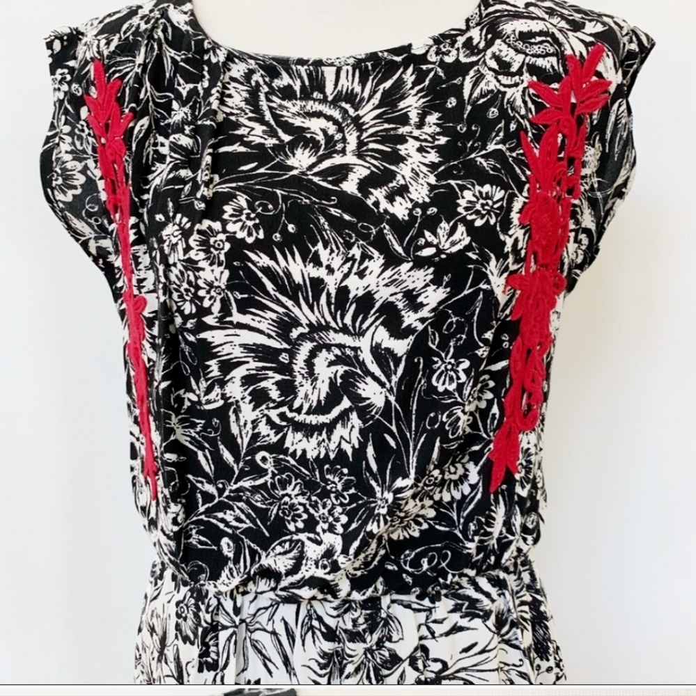 MNG Black & White Floral Dress